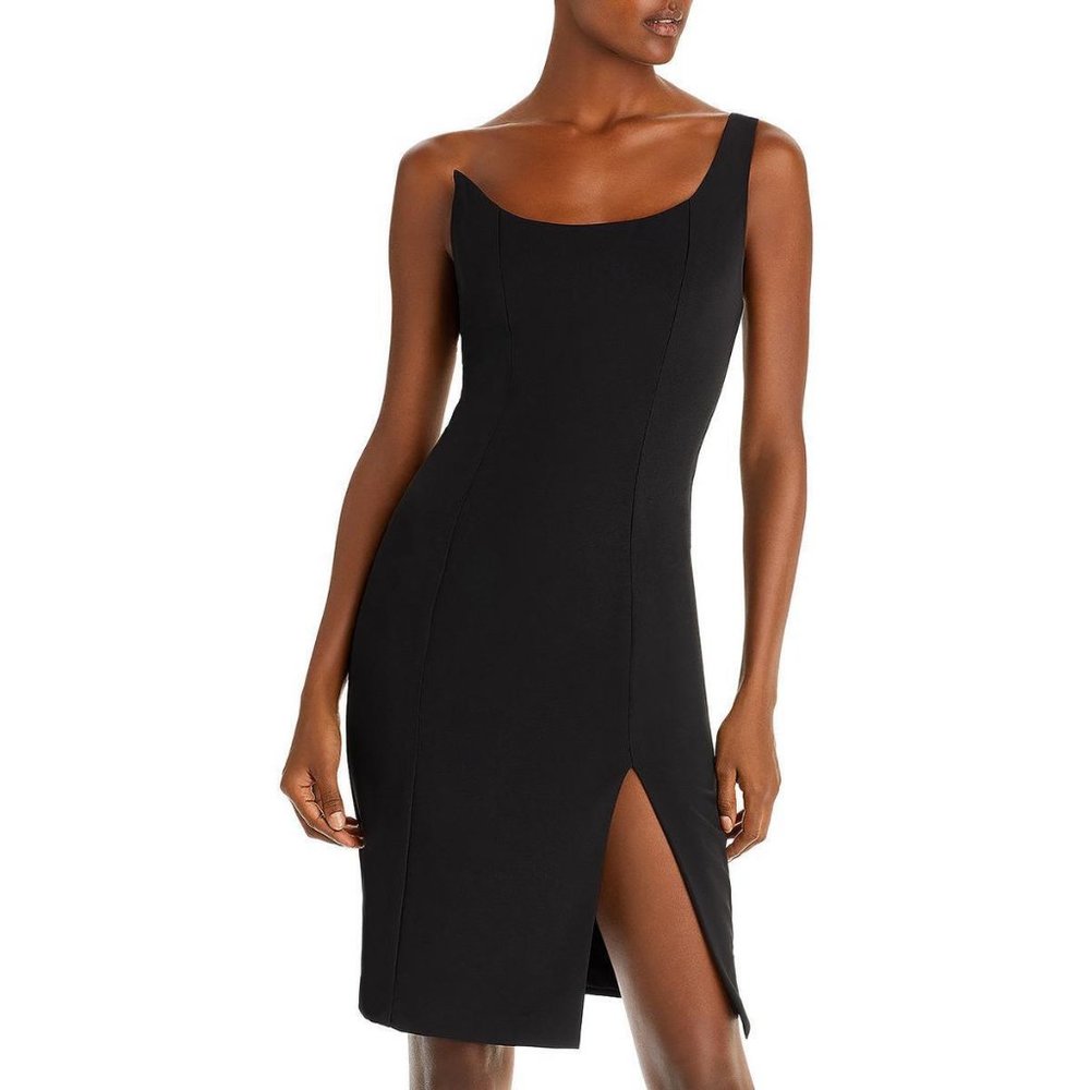 BLACK HALO WOMENS SPICE SATEEN ONE SHOULDER PARTY SHEATH DRESS Size 8